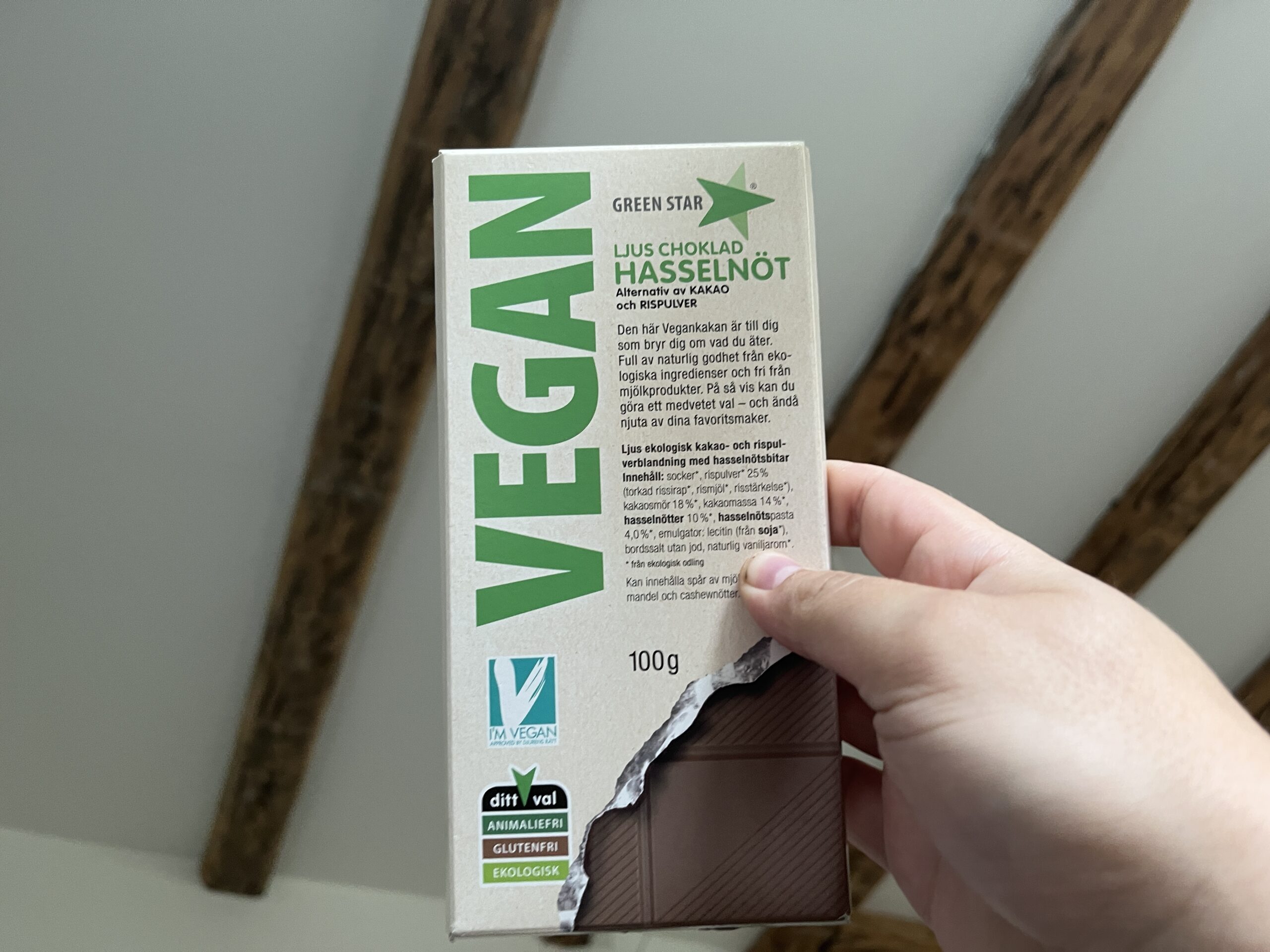 Green Star vegankaka hasselnöt vegansk choklad Vegojakt